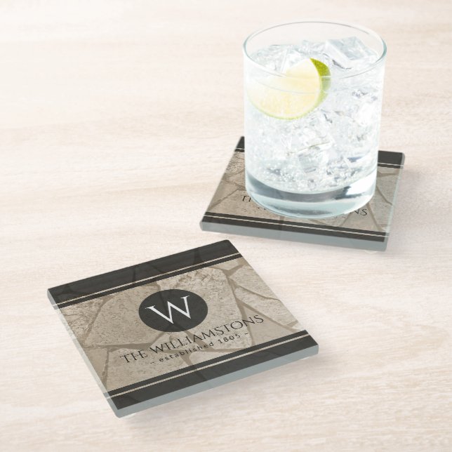 Posavasos De Vidrio Elegante Sepia Tedones Crackeados (Angular)