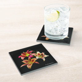 Posavasos De Vidrio Elegante trío de flores de Daylilies color rosa am