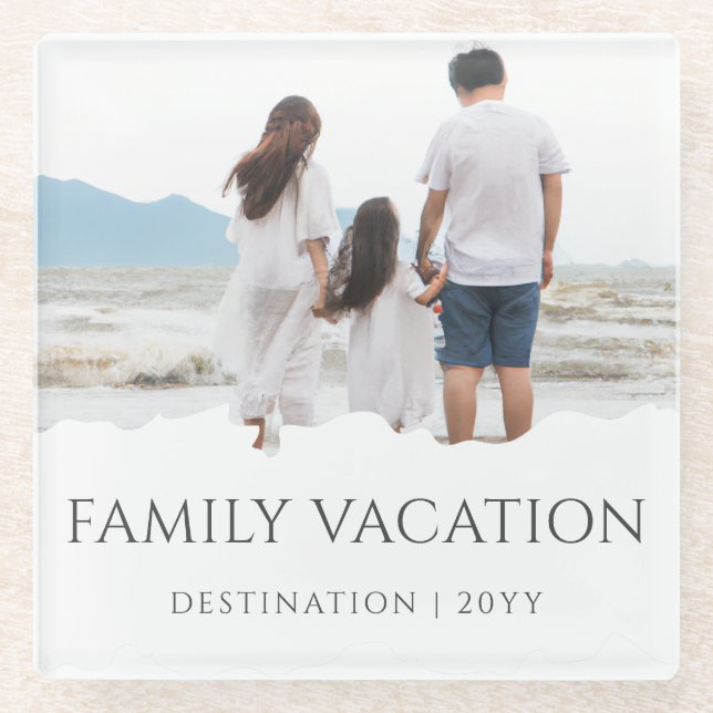 Posavasos De Vidrio Elegante vacaciones familiares | Foto de viaje fam (Anverso)