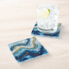 Posavasos De Vidrio Elegantes Baldosas decorativas de Art Fluido - Azu