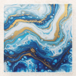 Posavasos De Vidrio Elegantes Baldosas decorativas de Art Fluido - Azu