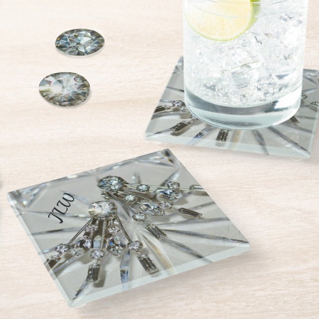Posavasos De Vidrio Elegantes Diamantes de imitación de Art Decó con I (Subido por el creador)