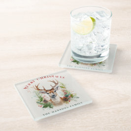 Posavasos De Vidrio Elegantes y elegantes Navidades de venado Personal