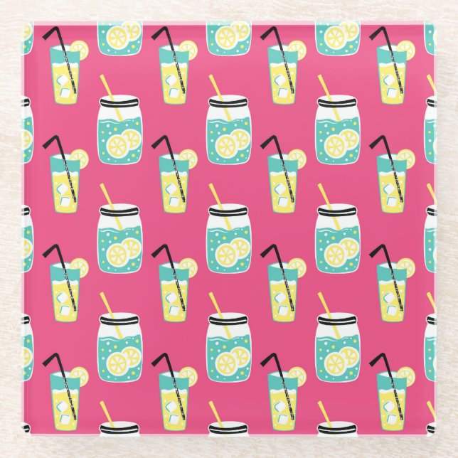 Posavasos De Vidrio Elementos eclécticos de verano, retrogro inmaculad (Anverso)
