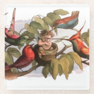 Posavasos De Vidrio Elf Bird Sprite Pixie Brownie Fairy Tale