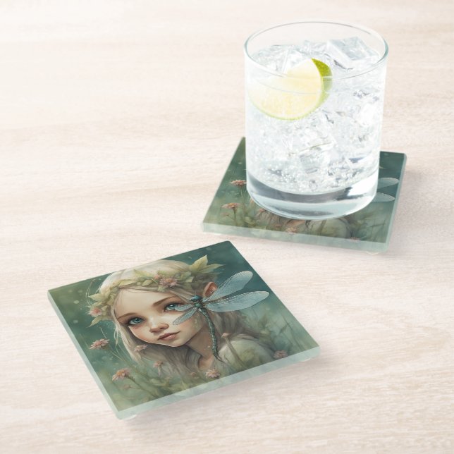 Posavasos De Vidrio Elf y Dragonfly 3 (Angular)