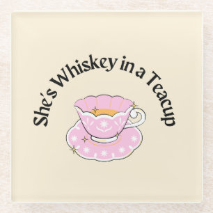 Posavasos De Vidrio Ella es Whiskey en un matraz envuelto en vinílico 