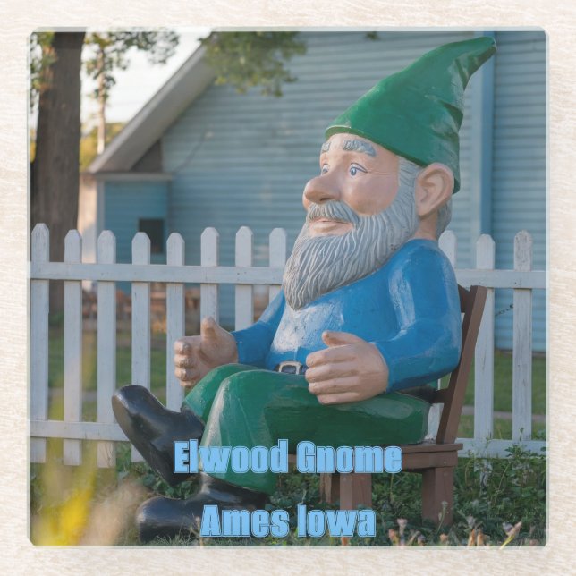 Posavasos De Vidrio Elwood Gnome Ames Iowa Coaster (Anverso)