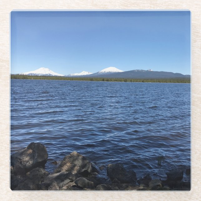Posavasos De Vidrio Embalse de Crane Prairie, Oregón (Anverso)
