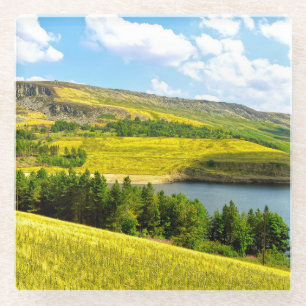 Posavasos De Vidrio Embalse de Dovestone en la montaña de verano para
