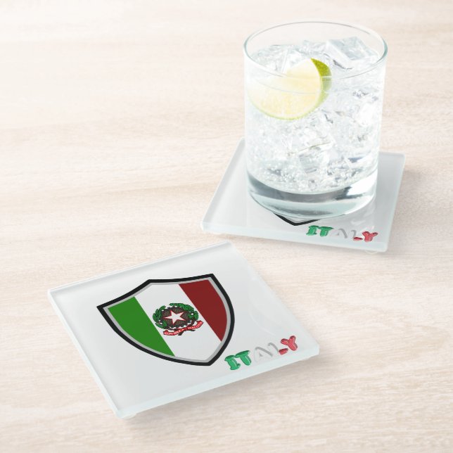 Posavasos De Vidrio emblema de la bandera italiana (Angular)