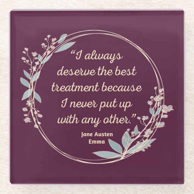 Posavasos De Vidrio Emma By Jane Austen Quote II - Cute Style (Anverso)