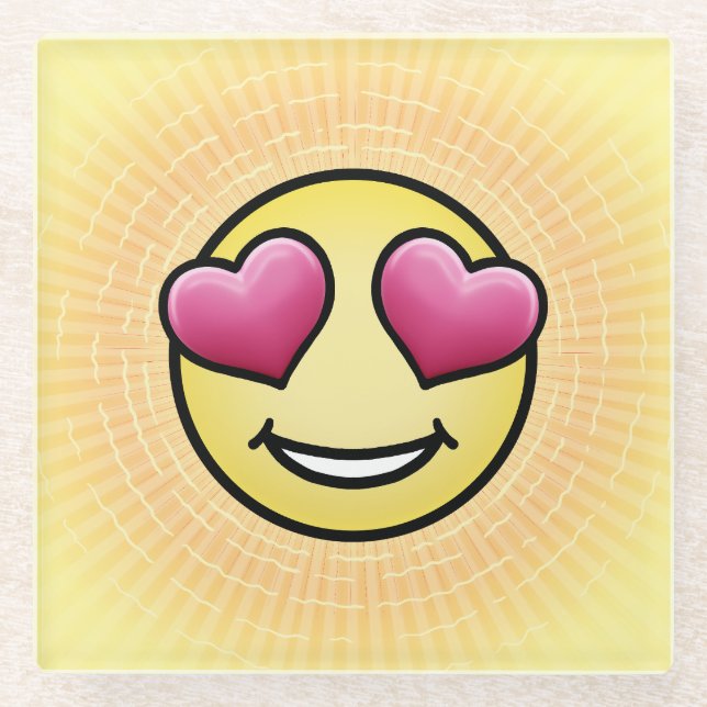 Posavasos De Vidrio Emoji Amor (Anverso)