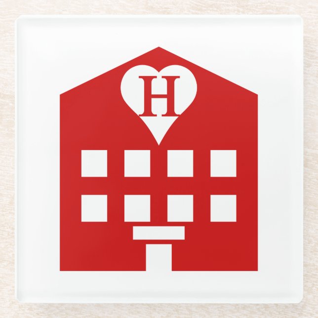 Posavasos De Vidrio Emoji japonesa del Love Hotel (Anverso)