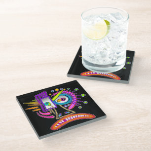 POSAVASOS DE VIDRIO EMOJI TRIBAL FROWNIE MEEMOGIE