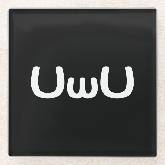 Posavasos De Vidrio Emoticon de Anime Face Feliz (Anverso)