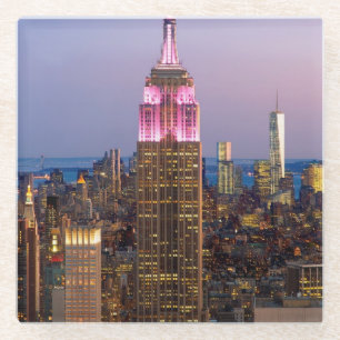Posavasos De Vidrio Empire State Building en la oscuridad