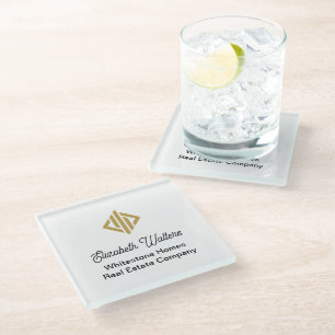 Posavasos De Vidrio Empresa Inmobiliaria Negocio Personalizado
