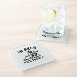 Posavasos De Vidrio En cerveza confiamos esqueleto relajante Beer Pong