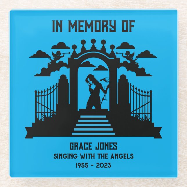 Posavasos De Vidrio En memoria: funeral de cantante (Anverso)