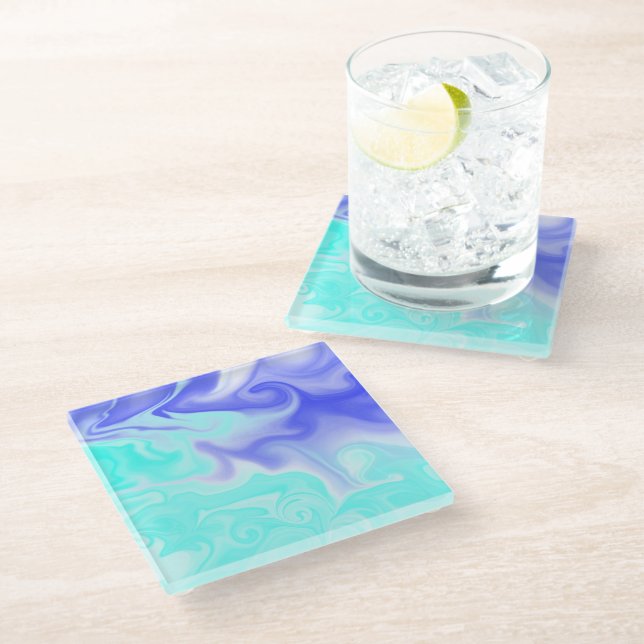 Posavasos De Vidrio en morado y celeste (Angular)