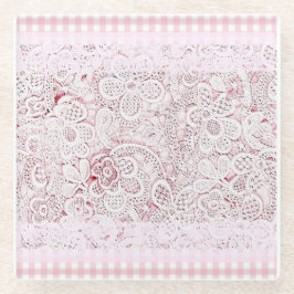 Posavasos De Vidrio En rosa y encaje