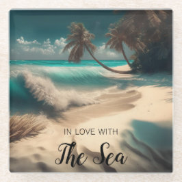 Posavasos De Vidrio Enamorado del Mar | Arte Tropical