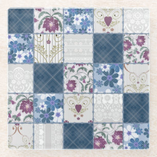 Posavasos De Vidrio Encaje Floral: fondo transparente en mosaico.
