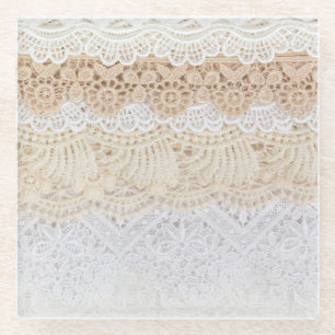 Posavasos De Vidrio Encaje Floral Ornamental: Colección Elegante