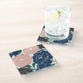 Posavasos De Vidrio Encantadora escoria floral de moda