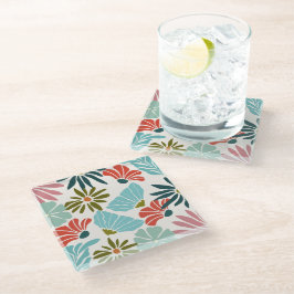 Posavasos De Vidrio Encantadora Monasterio Floral Vibrante Moderna