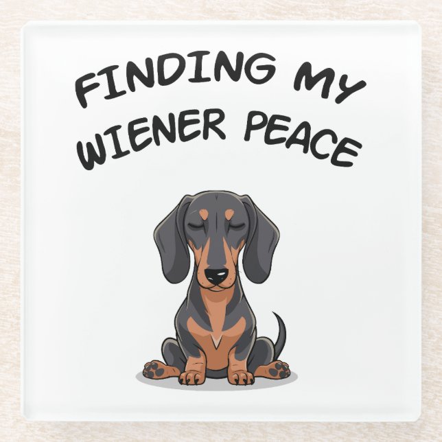 Posavasos De Vidrio Encontrar mi regalo Dachshund de Wiener Peace (Anverso)