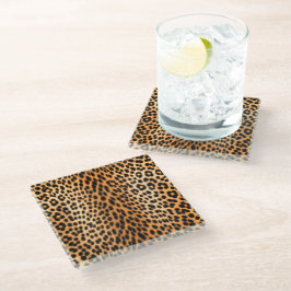 Posavasos De Vidrio Energía de Leopardo Salvaje – Moda Audaz de Estamp