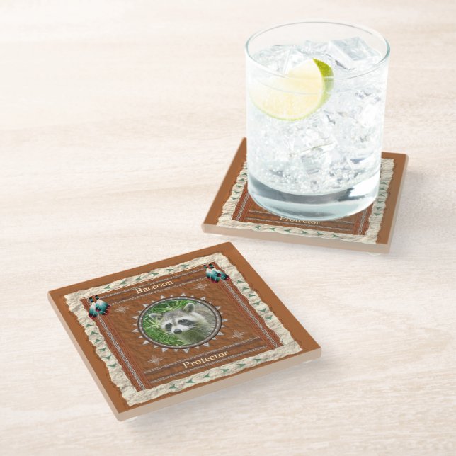 Posavasos De Vidrio Energía Protectora de Mapache (Angular)