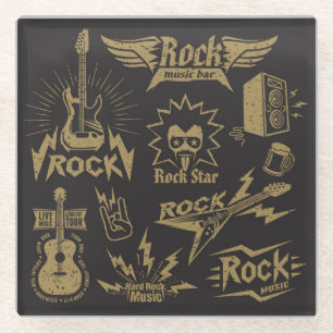 Posavasos De Vidrio Enérgica esencia musical de rock