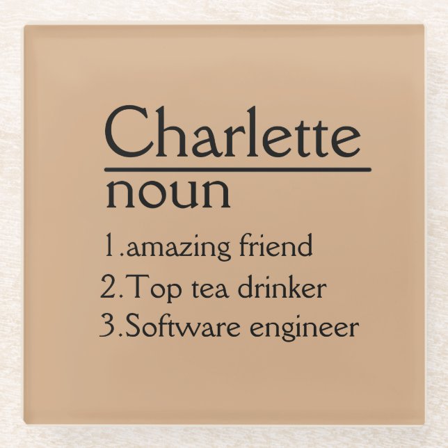 Posavasos De Vidrio Ensamblador de definición de nombre personalizado (Anverso)