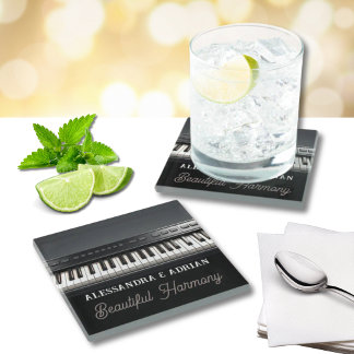 Posavasos De Vidrio Entretenimiento elegante de piano de teclado