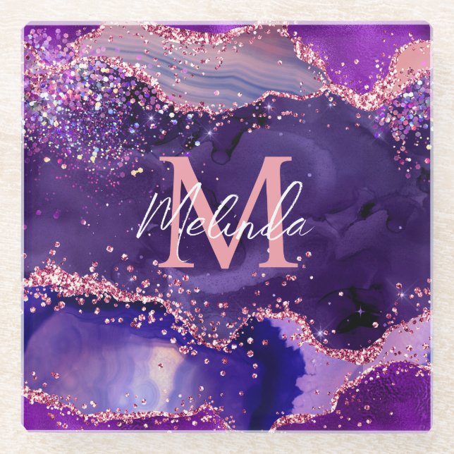 Posavasos De Vidrio Envejecimiento de las secuencias de Purpurinas mor (Anverso)