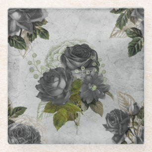 Posavasos De Vidrio Ephemera negro y verde