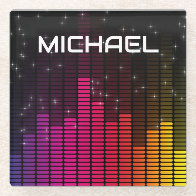 Posavasos De Vidrio Equalizer Disco Lights Music Volume Personalised (Anverso)