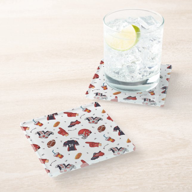 Posavasos De Vidrio Equipo deportivo de fútbol con patrón de comida (Angular)