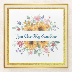 Posavasos De Vidrio Eres mi sol y girasol cita