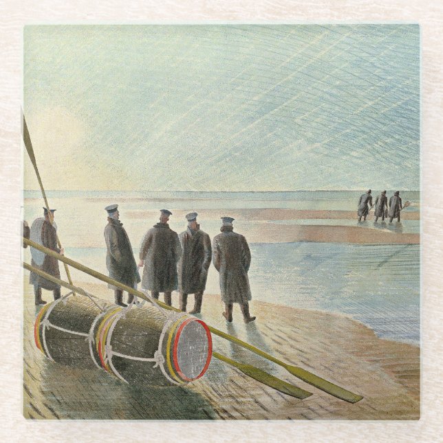 Posavasos De Vidrio Eric Ravilious - Trabajo peligroso a baja marea, (Anverso)