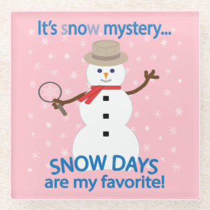 Posavasos De Vidrio Es el detective Snowman Pink