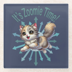 Posavasos De Vidrio Es el gato de Zoomie Time Cute Tricolor