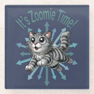 Posavasos De Vidrio Es el gato de Zoomie Time Gray Tabby