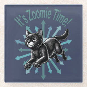 Posavasos De Vidrio Es el gato negro de tiempo de Zoomie
