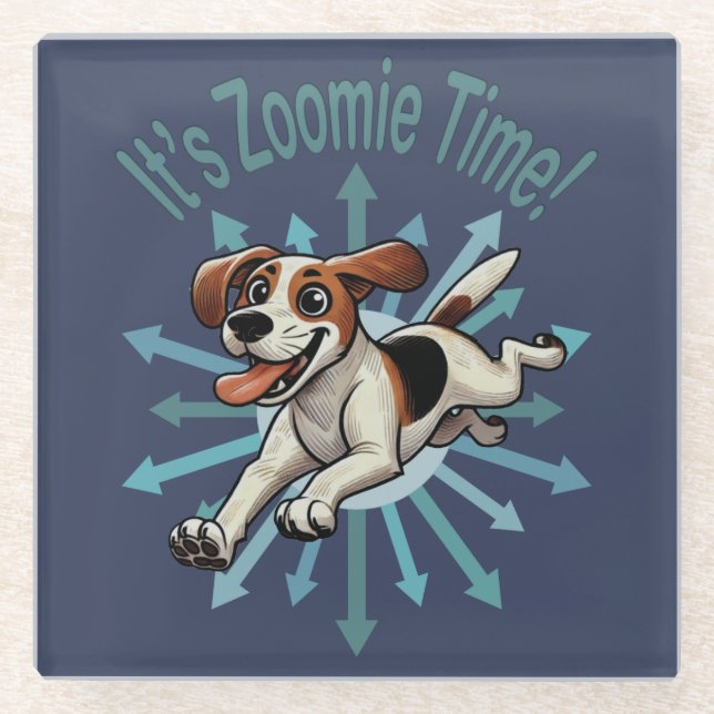 Posavasos De Vidrio Es el zoomie time Medium Beagle Mutt (Anverso)