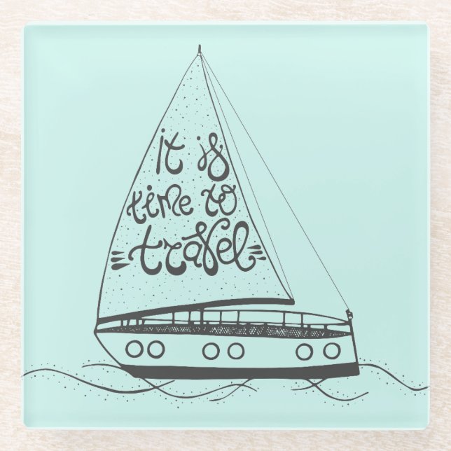 Posavasos De Vidrio Es hora de viajar (Anverso)