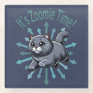 Posavasos De Vidrio Es hora de Zoomie Gato Británico de Pelo Corto